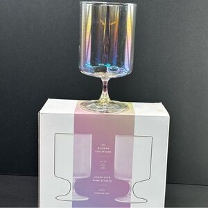 New Anthropologie The Morgan Collection Iridescent Short Wine Glasses Set Of 2